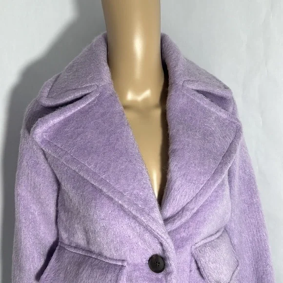 Women's 2 Button Jacket A New Day (K833K2) Pink Faux fur Warm Pockets - Picture 4 of 6